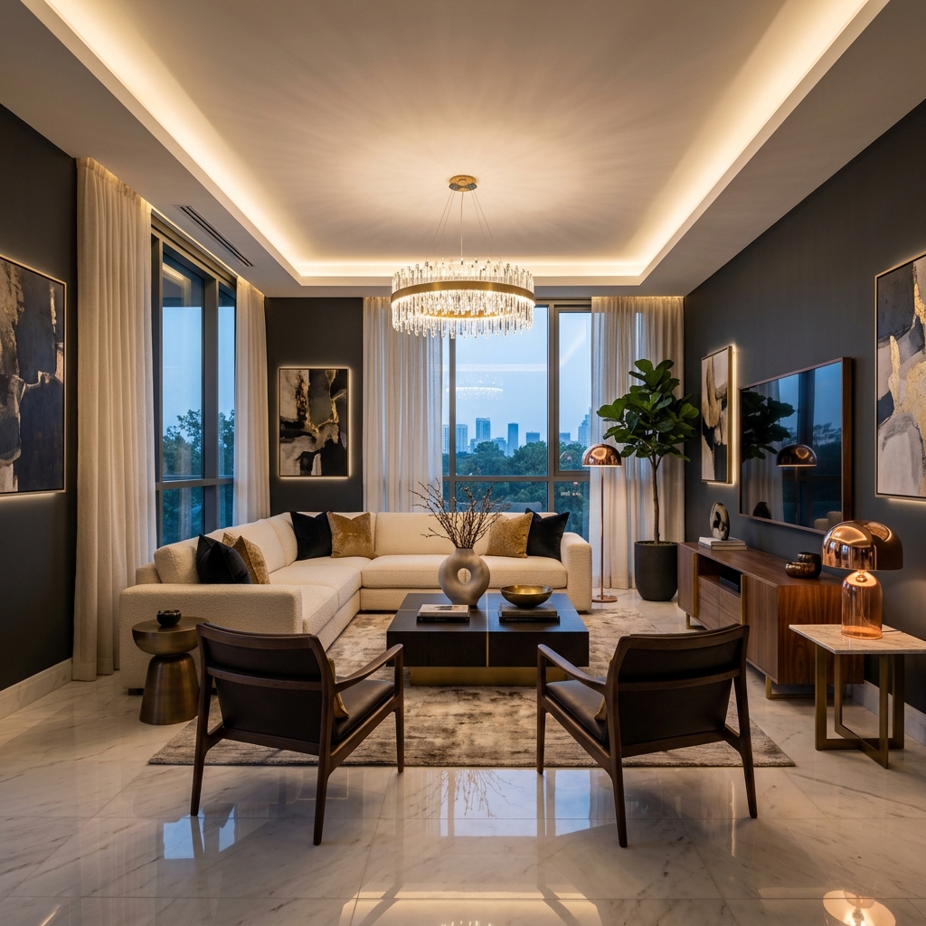Luxury modern living room interior designed by Inter Wood Furniture